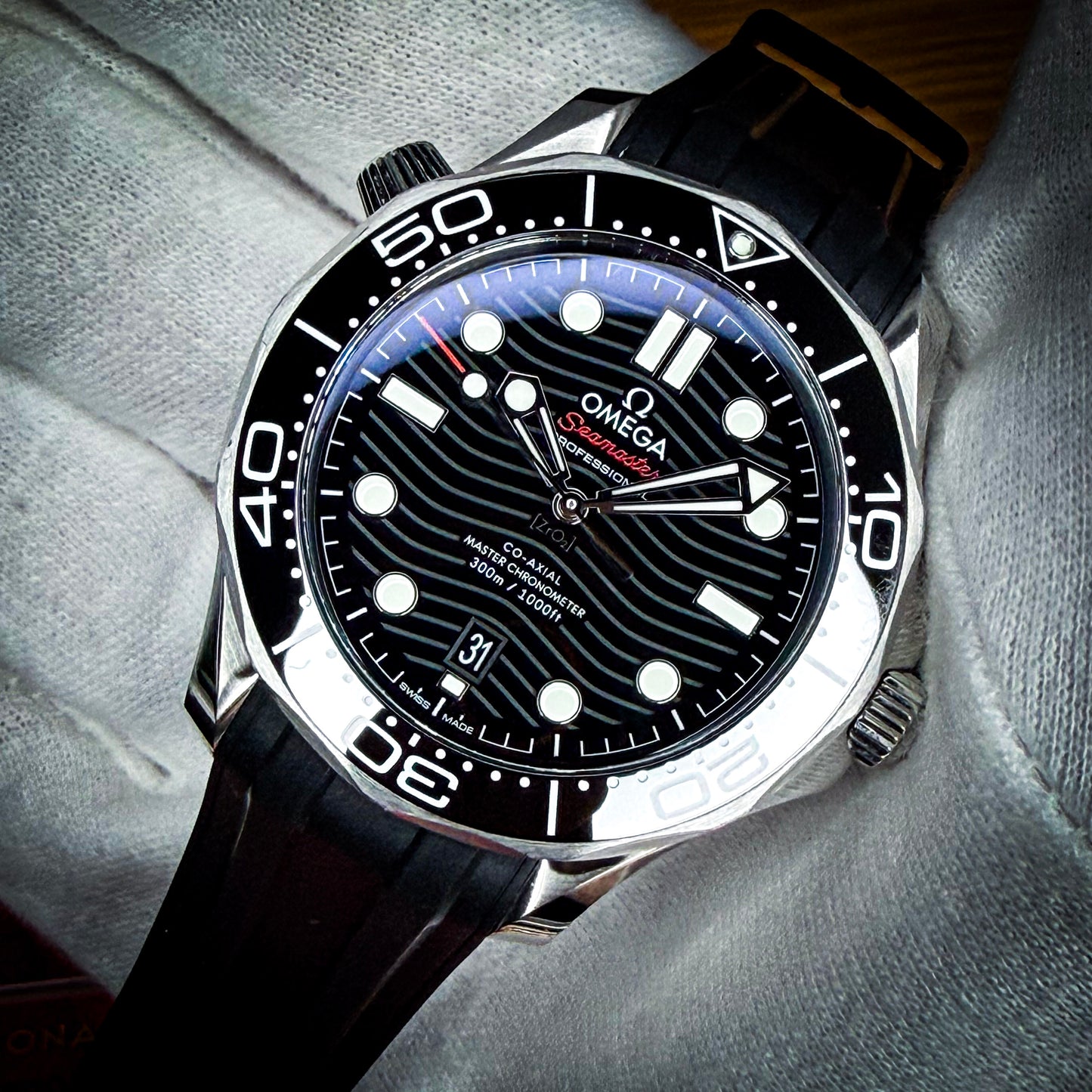 Omega Seamaster Professional Diver Black Wave Dial - Ref # 210.32.42.20.01.001