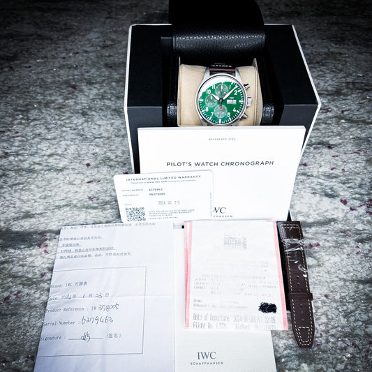 IWC Pilot's Watch Green Dial Chronograph Ref # IW378005