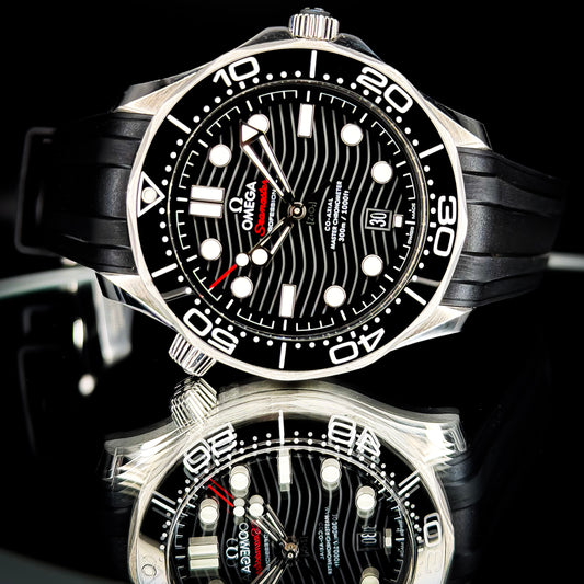 Omega Seamaster Professional Diver Black Wave Dial - Ref # 210.32.42.20.01.001