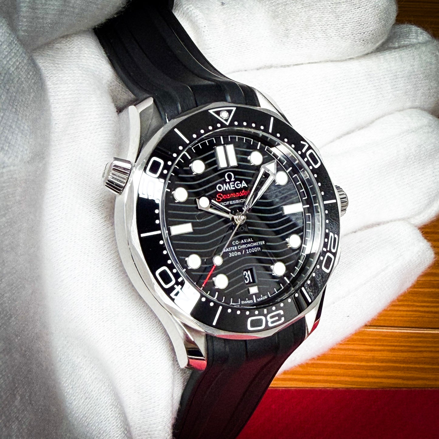 Omega Seamaster Professional Diver Black Wave Dial - Ref # 210.32.42.20.01.001