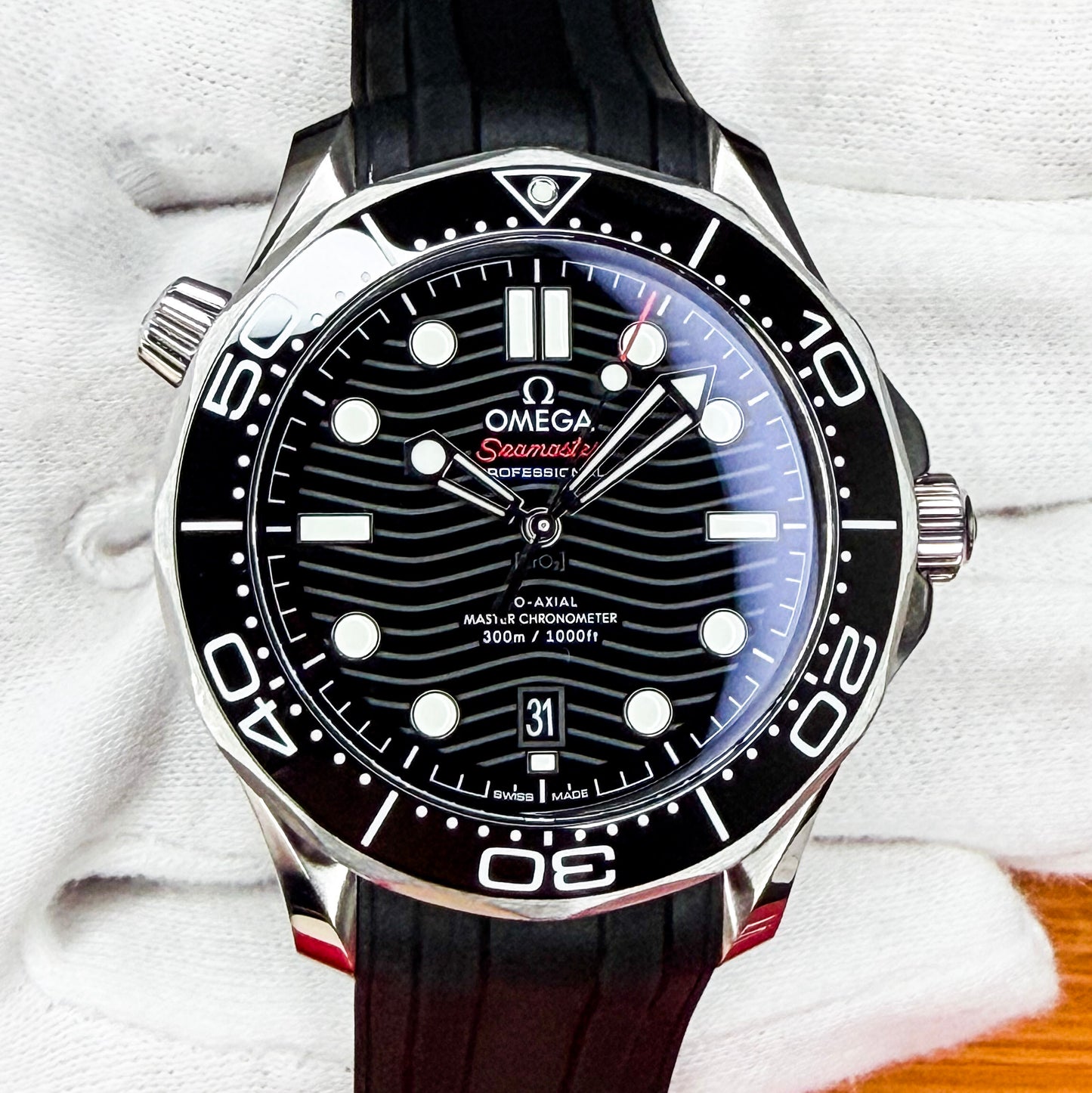 Omega Seamaster Professional Diver Black Wave Dial - Ref # 210.32.42.20.01.001