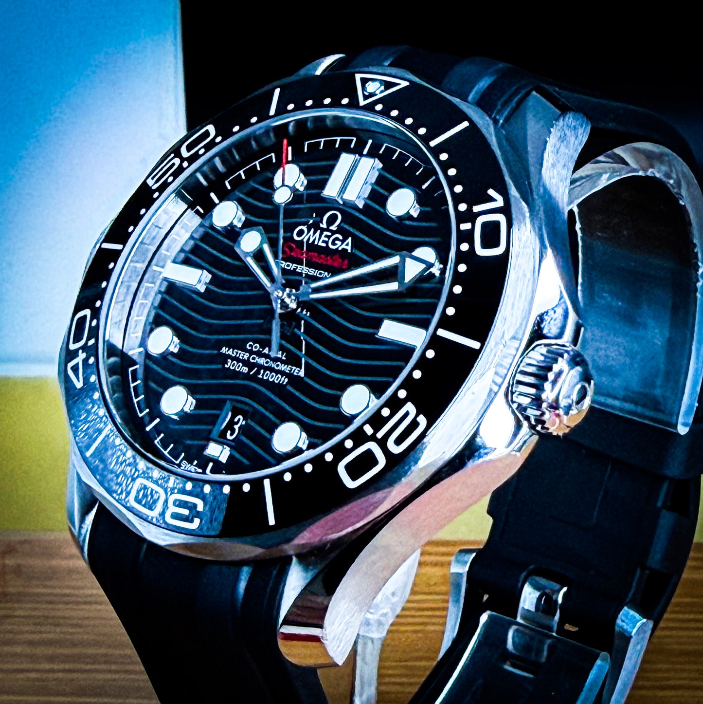 Omega Seamaster Professional Diver Black Wave Dial - Ref # 210.32.42.20.01.001