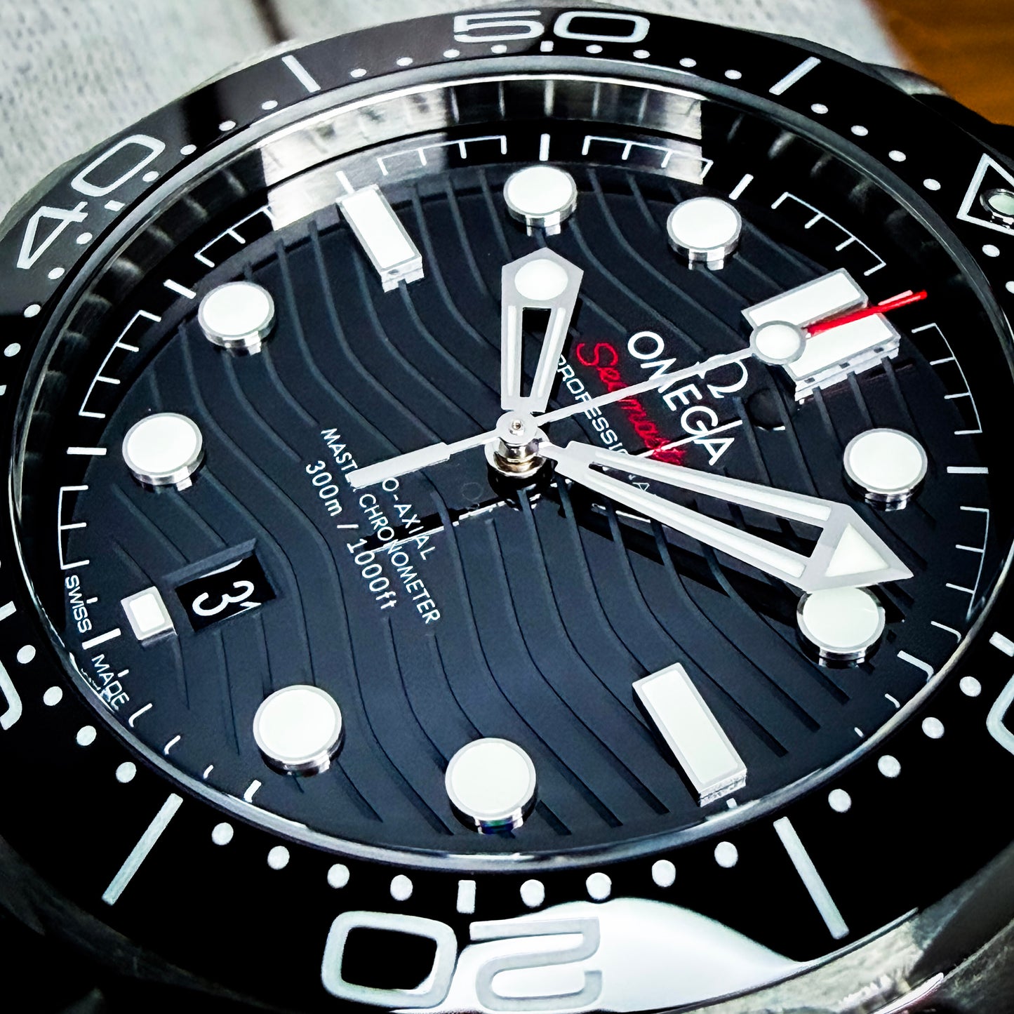 Omega Seamaster Professional Diver Black Wave Dial - Ref # 210.32.42.20.01.001